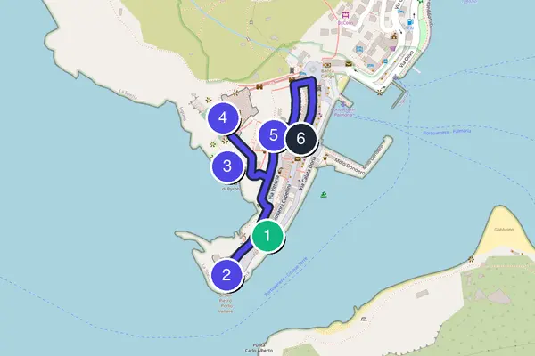 Walking tour route map of Portovenere