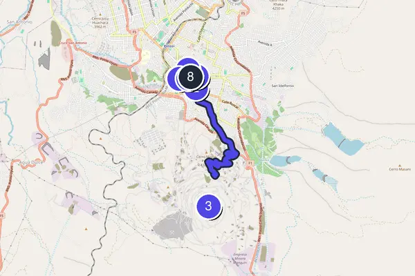 Walking tour route map of Potosí