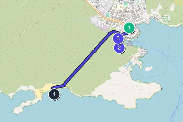 Routenkarte des Stadtrundgangs durch Puerto Ayora