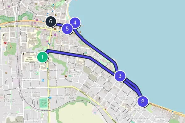 Routenkarte des Stadtrundgangs durch Puerto Varas