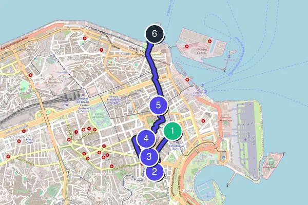 Walking tour route map of Rio de Janeiro