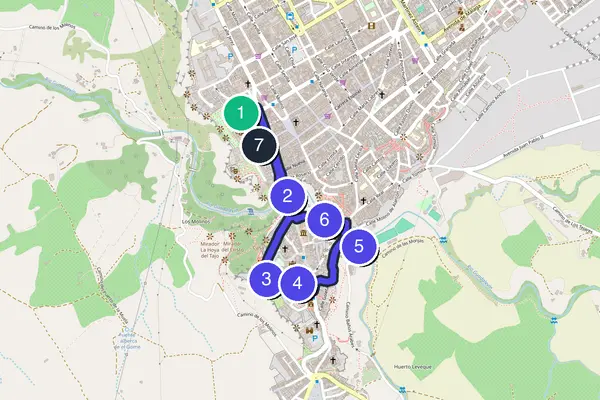 Walking tour route map of Ronda
