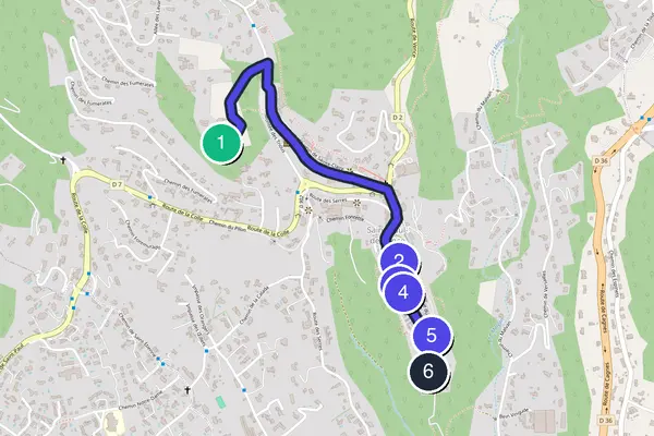Walking tour route map of Saint-Paul-de-Vence