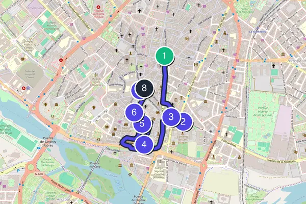 Walking tour route map of Salamanca