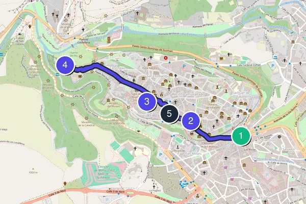 Walking tour route map of Segovia