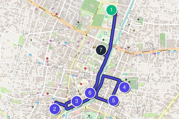 Walking tour route map of Siem Reap