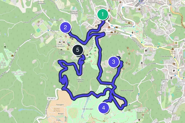 Walking tour route map of Sintra