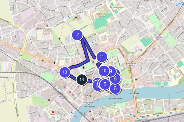 Walking tour route map of Solothurn