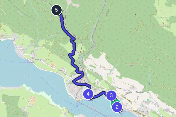 Routenkarte des Stadtrundgangs durch St. Wolfgang im Salzkammergut