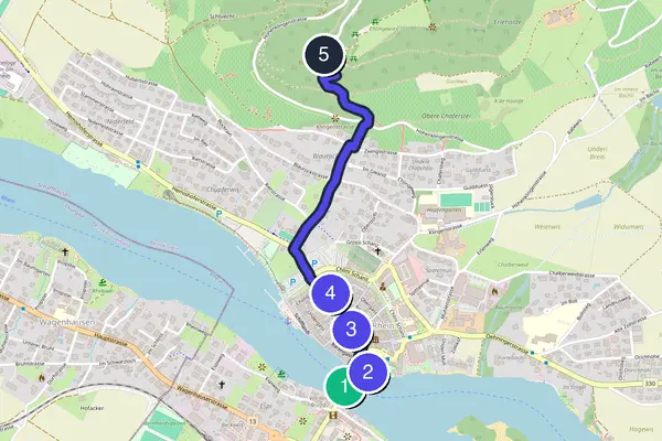 Walking tour route map of Stein am Rhein