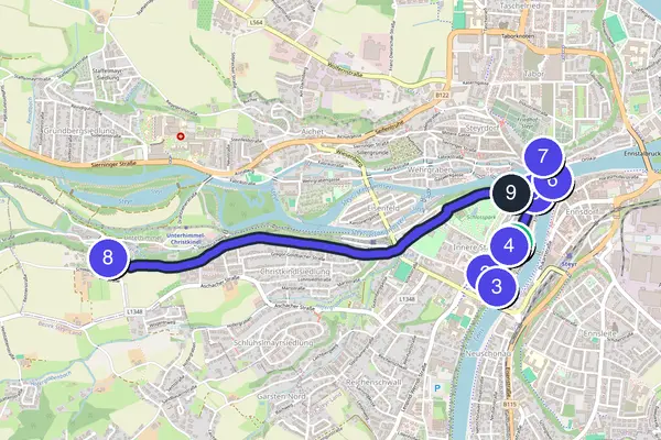Walking tour route map of Steyr