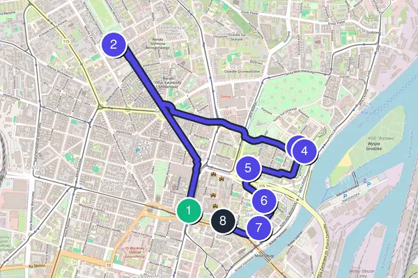 Walking tour route map of Szczecin
