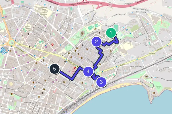 Routenkarte des Stadtrundgangs durch Tarragona