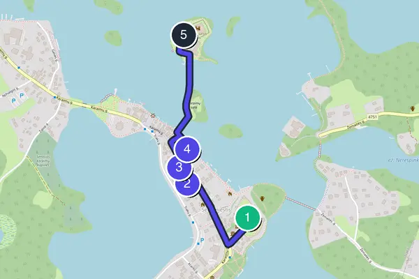 Walking tour route map of Trakai