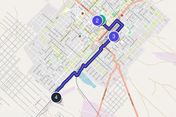 Walking tour route map of Uyuni