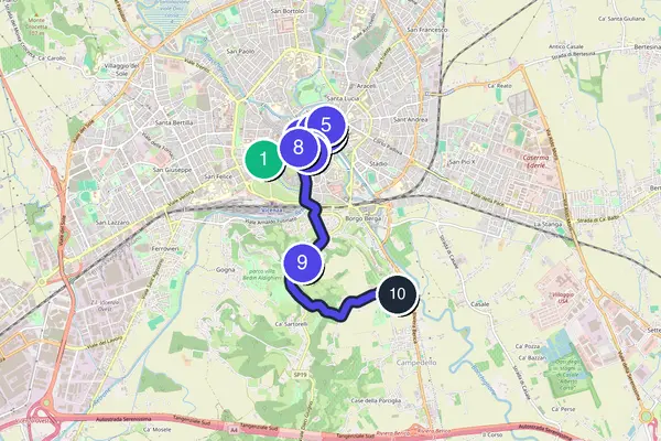 Routenkarte des Stadtrundgangs durch Vicenza