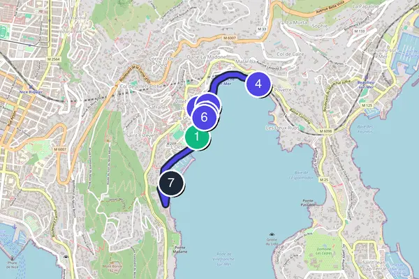 Walking tour route map of Villefranche-sur-Mer