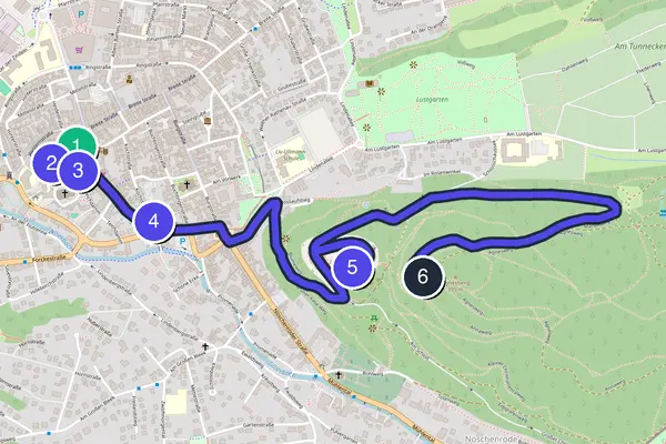 Walking tour route map of Wernigerode