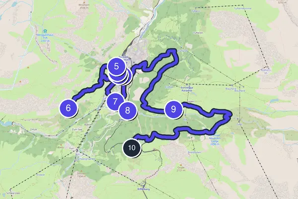 Routenkarte des Stadtrundgangs durch Zermatt
